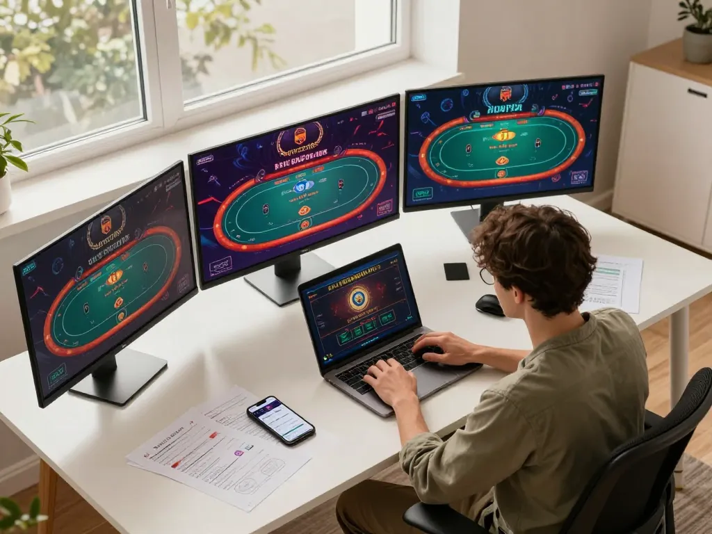 Engage in online poker action with Sun Win, showcasing dynamic gameplay and strategic setup.