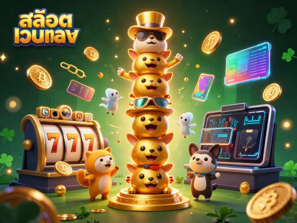 Interact with the vibrant สล็อตเว็บตรง casino scene featuring a golden totem pole and engaging slot elements.