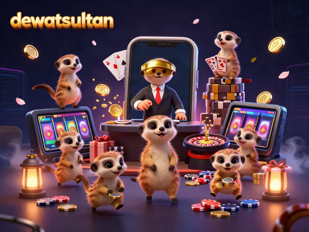 Permainan remi seru di dewatasultan dengan sekumpulan meerkat yang mengelola kasino.