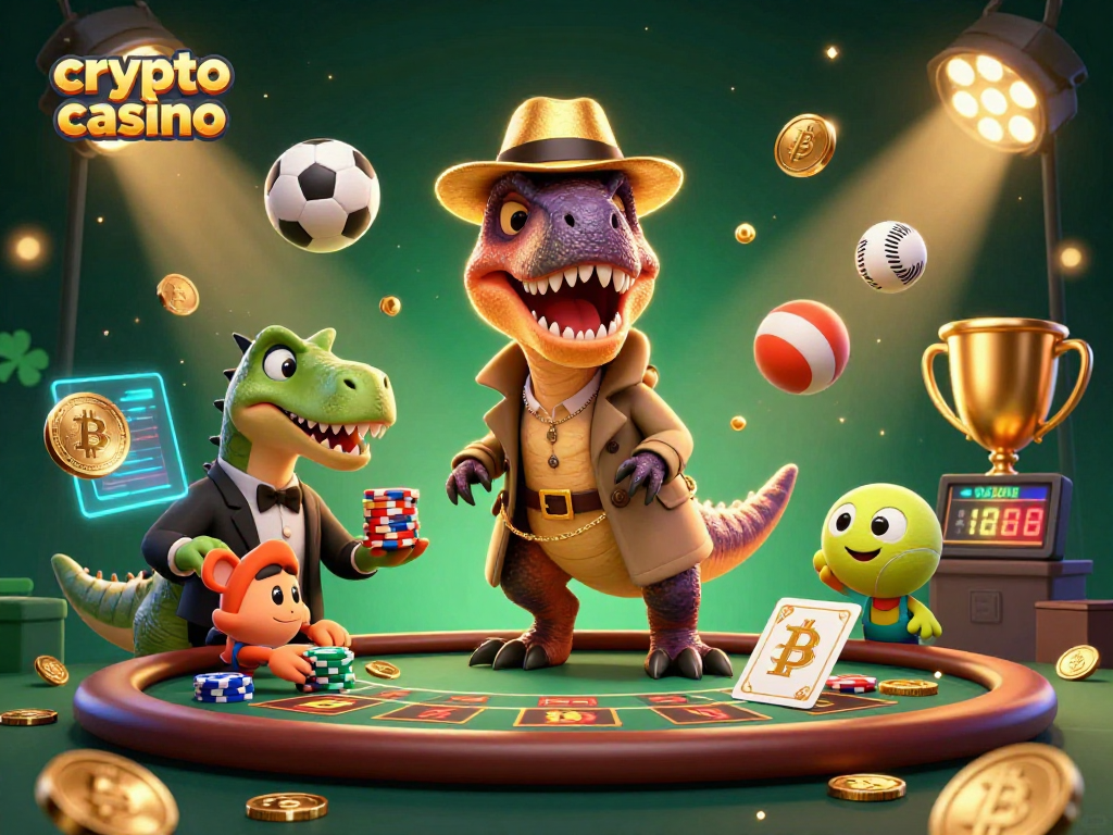 Experience thrilling action at a crypto casino with a clever velociraptor and his watchful stegosaurus boss.