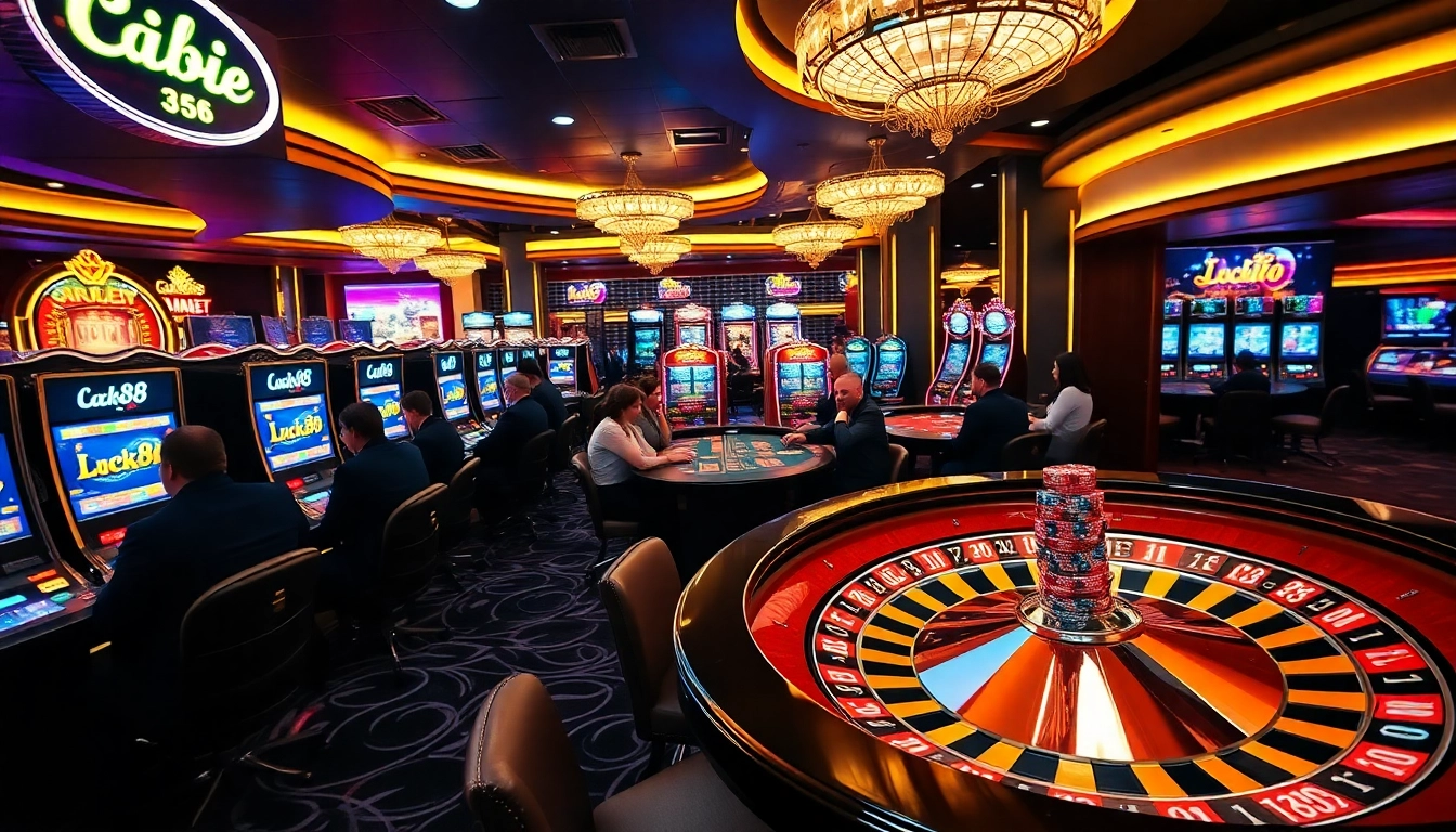 Experience the thrill of Luck88 at a vibrant casino table illuminated by neon lights.