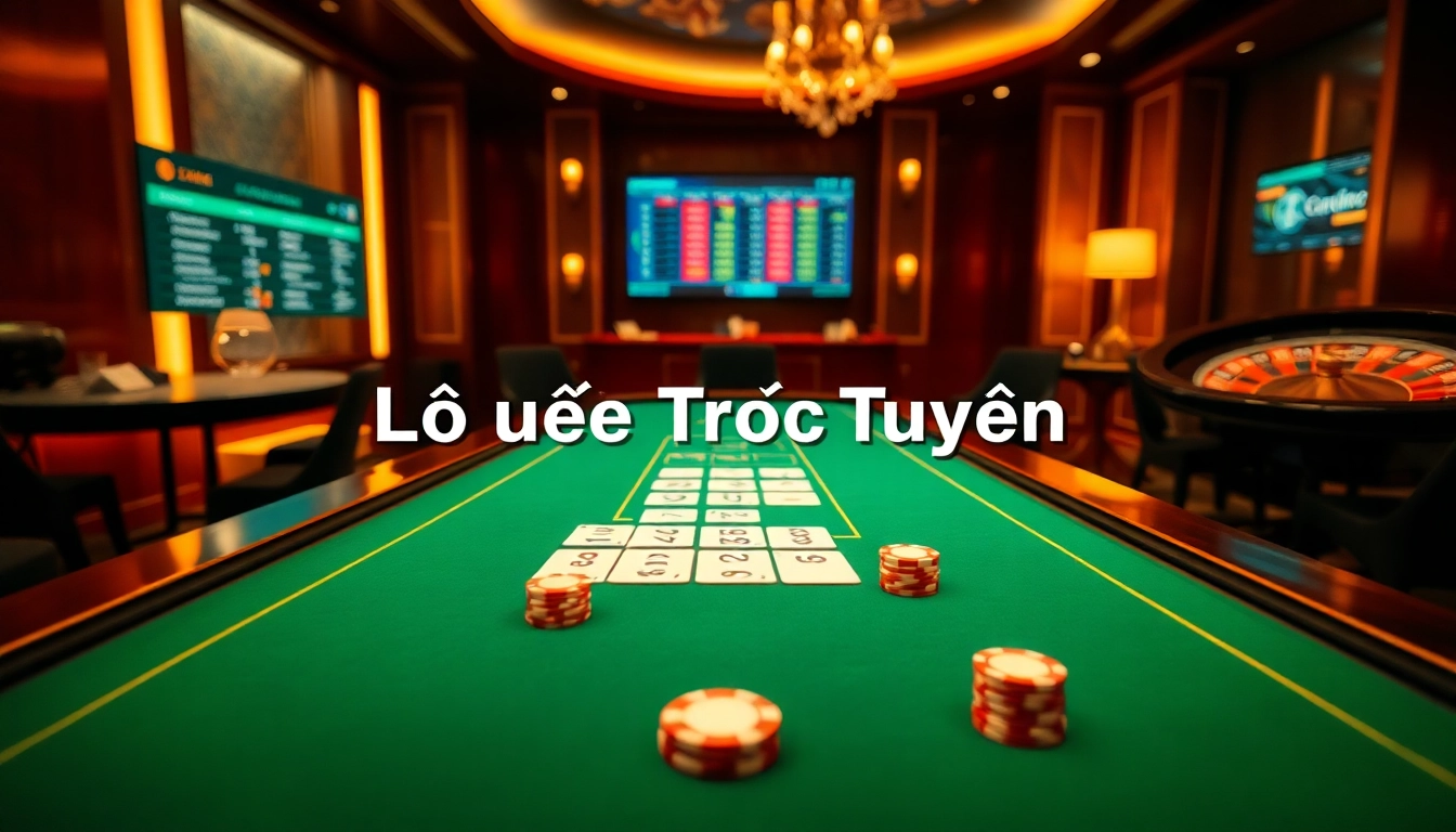Lô Đề Trực Tuyến betting at a luxurious casino table with cards, chips, and a roulette wheel.
