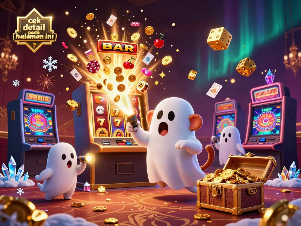 Visualisasi menarik dengan karakter badut kasino dan pencari hantu dalam suasana perjudian, cek detail pada halaman ini.