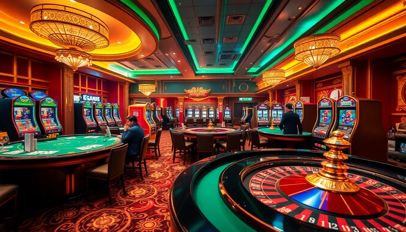 King garuda138 players strategizing over casino tables, enjoying thrilling games in a luxurious atmosphere