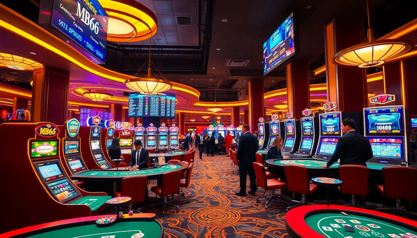 Experience the excitement of MB66 with vibrant casino tables and lively players.