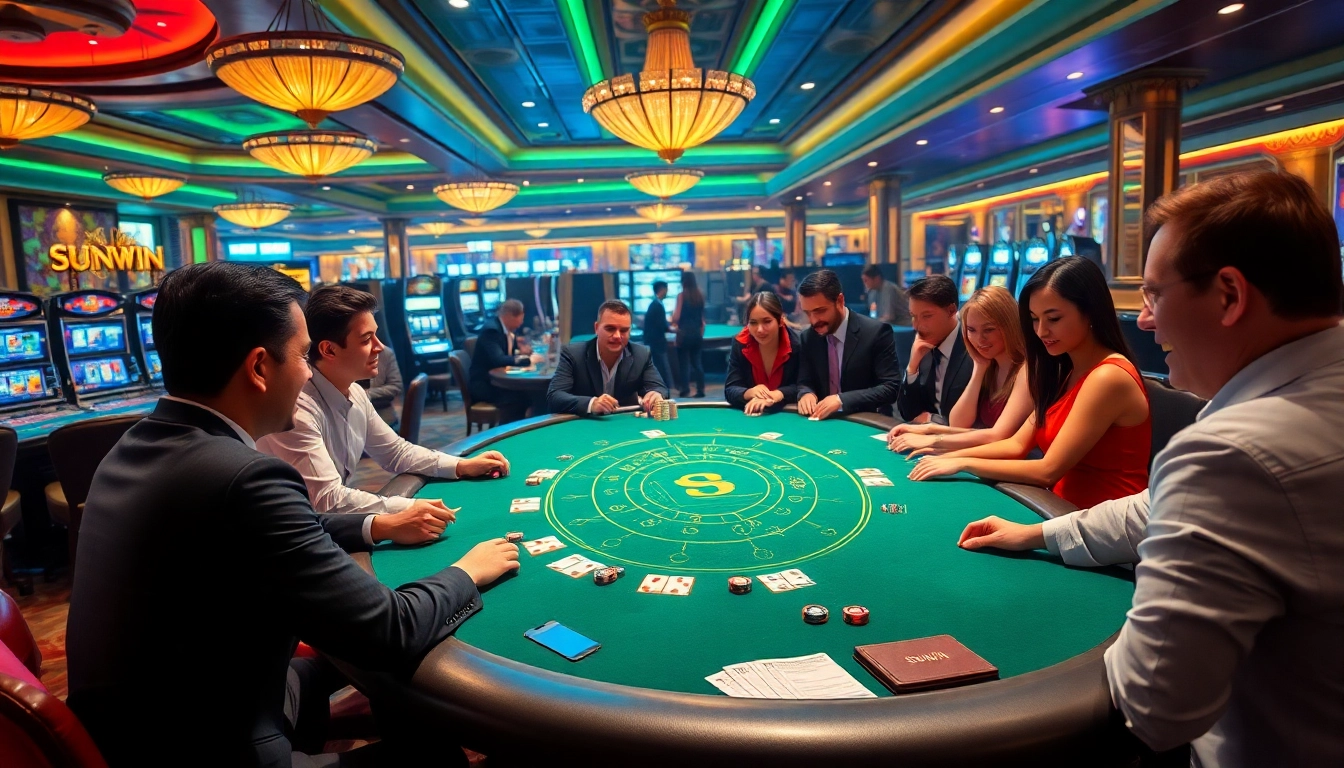 Experience the thrill of winning at SUNWIN's high-stakes poker table, surrounded by excitement.