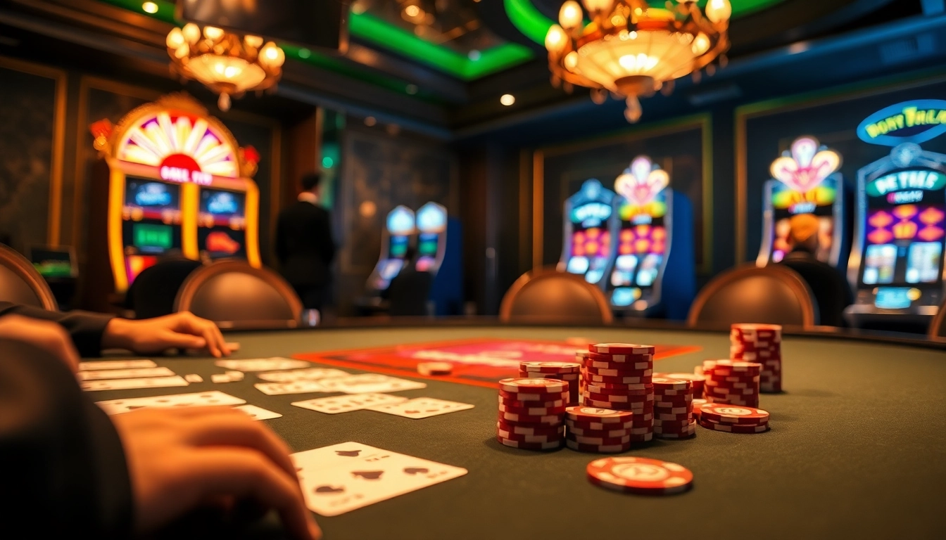 Engaging poker scene showcasing the thrill of gambling at keonhacai.deal with strategic gameplay elements.