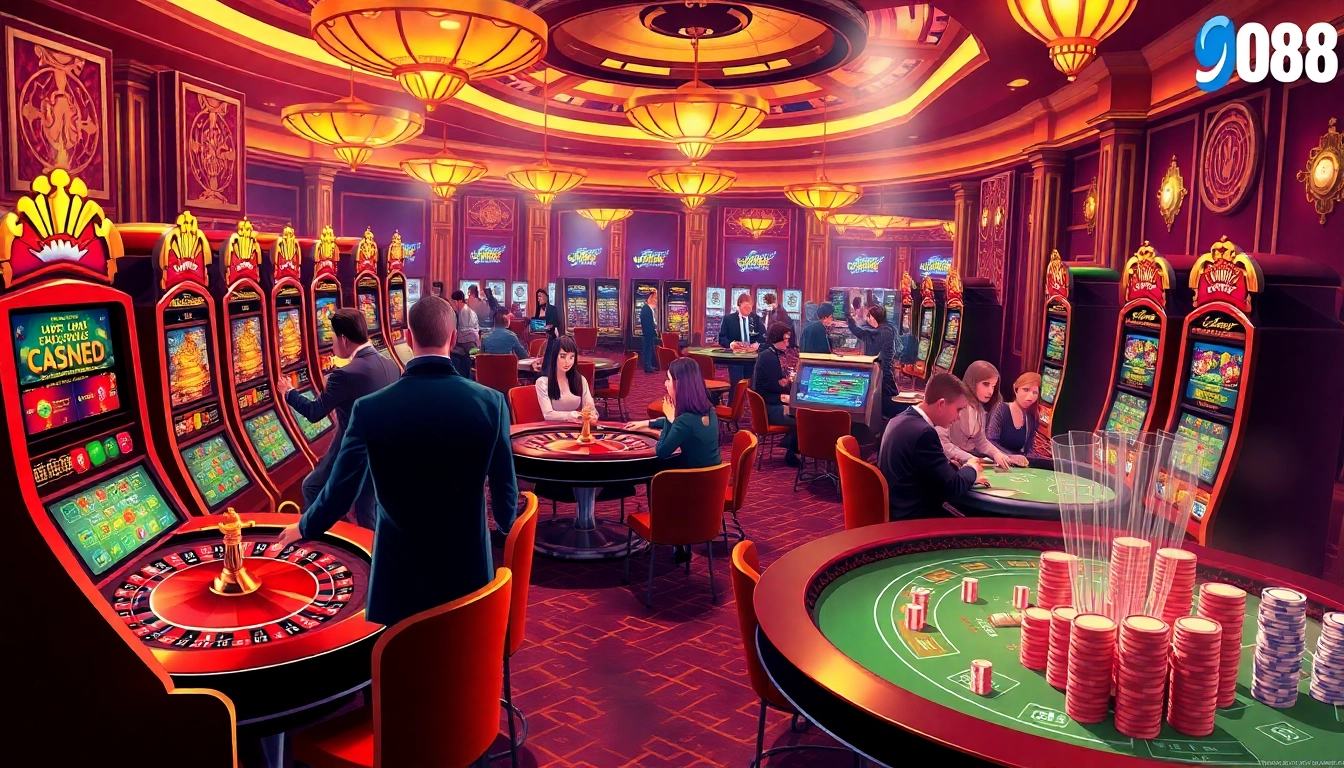 Play thrilling games at go88 with vibrant casino tables and engaging slot machines.