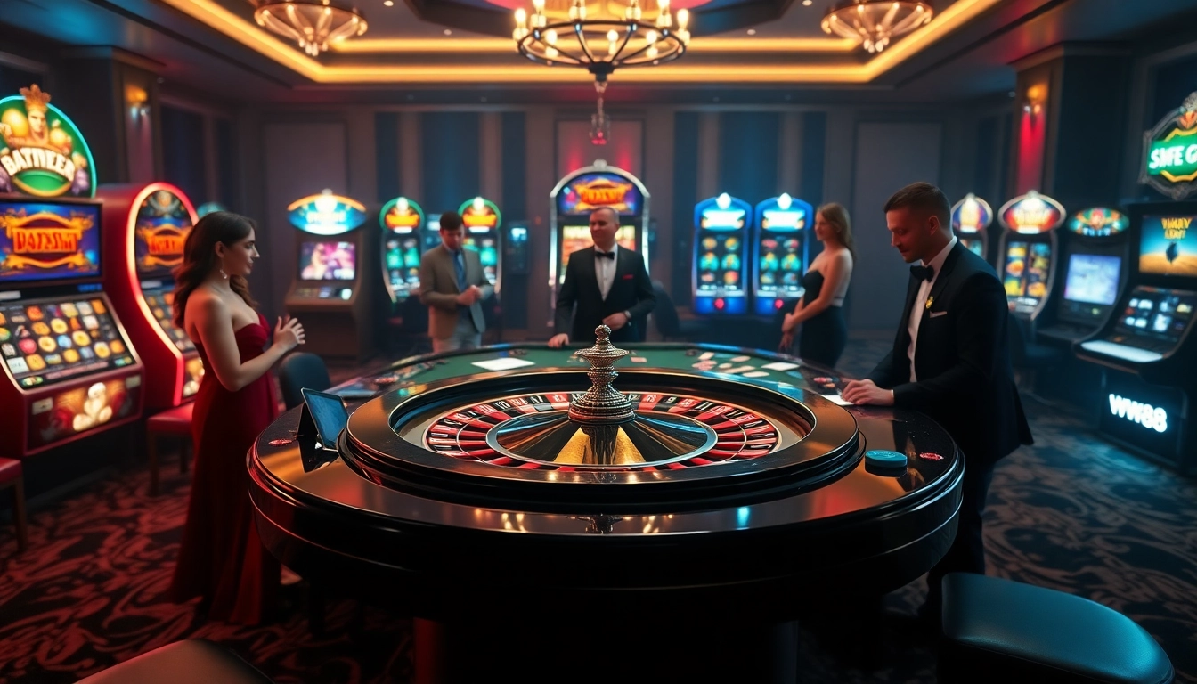 Thrilling gameplay at a luxurious casino table featuring ww88 gaming elements.