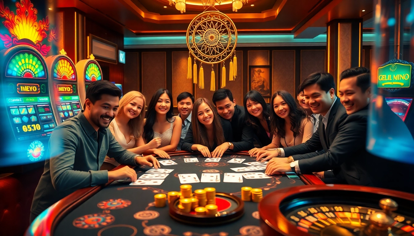 Charming gambling scene symbolizing Giải mã giấc mơ with poker action and luxurious casino elements.