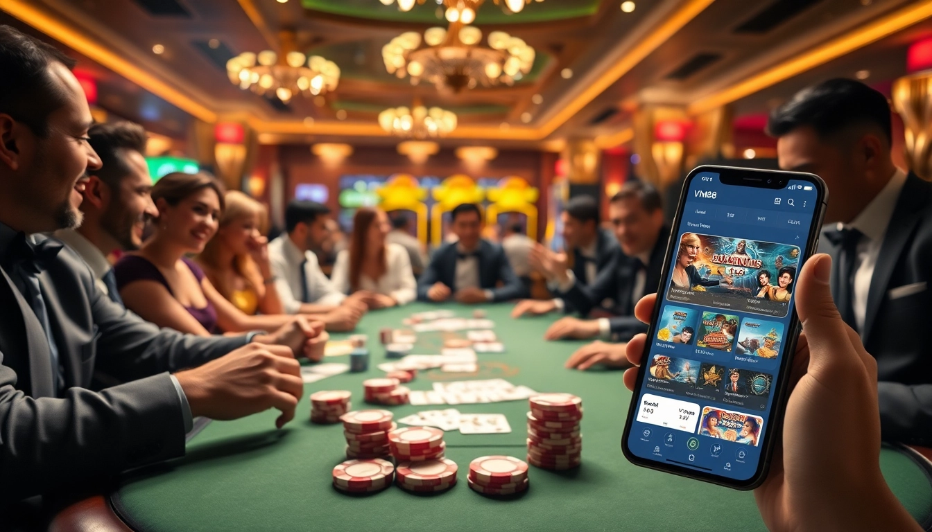 Engage in thrilling poker games at https://vn88a.app/ surrounded by luxurious casino elements.
