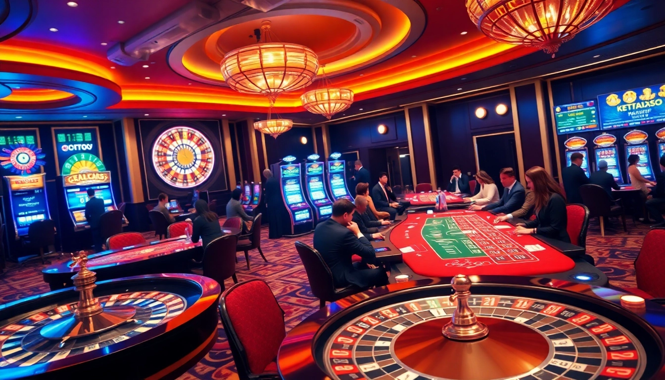 Experience thrilling gambling action with Ketquaxoso lottery results in an elegant casino setting.